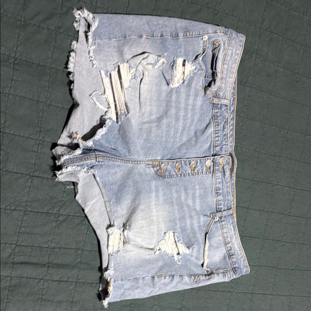 Torrid Light Blue Distressed Jean Shorts